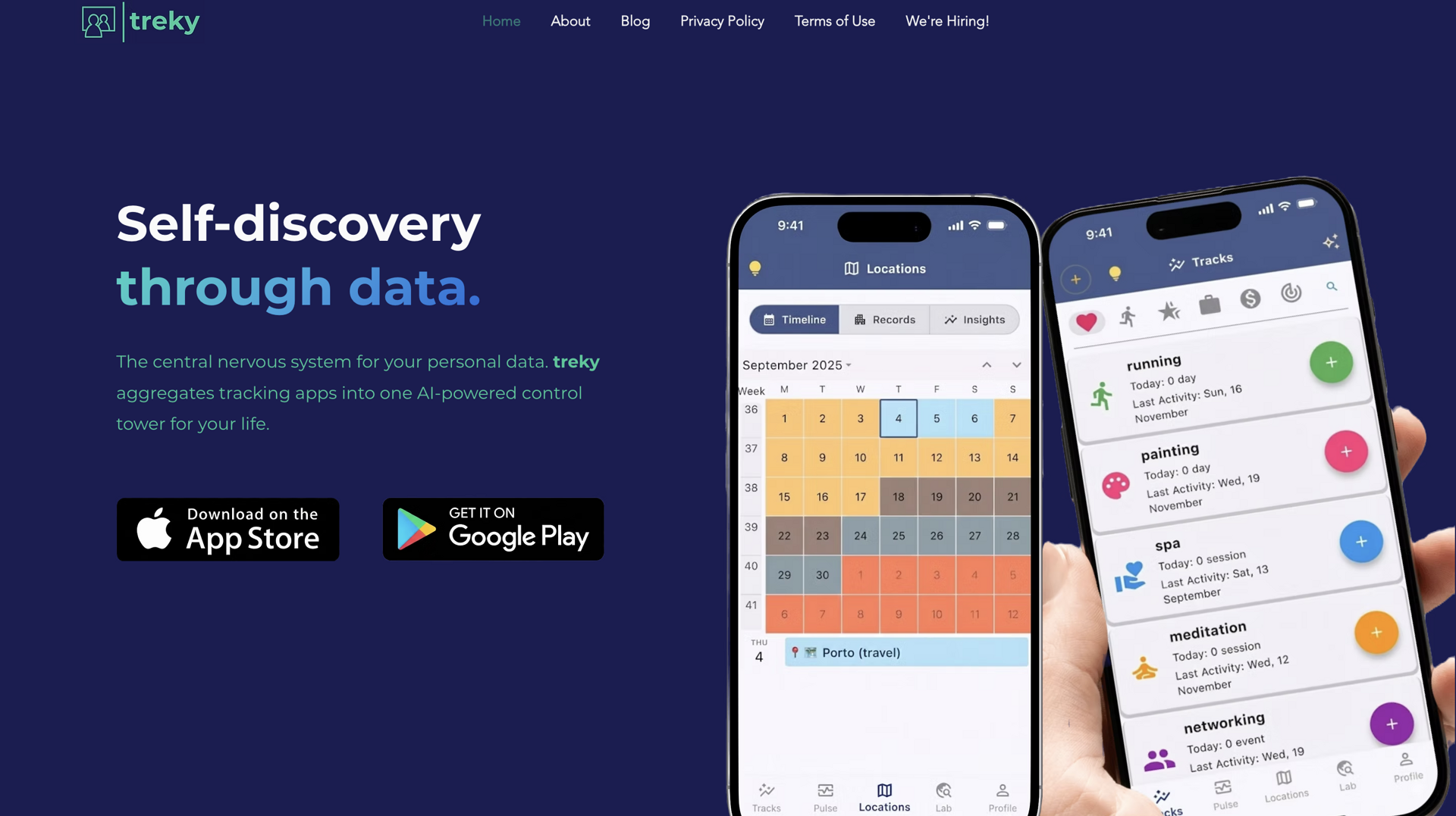 Treky app screenshot